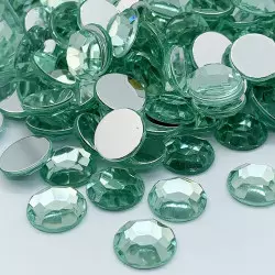 Strass acrylique rond à facettes à coller - Vert menthe - 2mm à 14mm