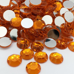 Strass acrylique rond à facettes à coller - Orange - 2mm à 14mm
