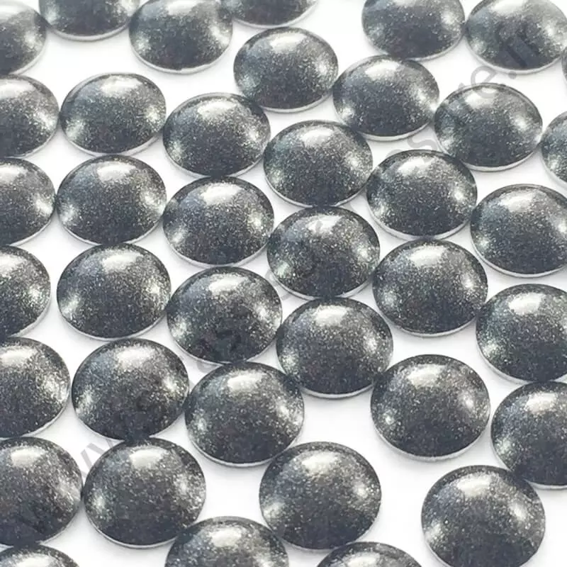 Strass thermocollant en métal rond bombé - Noir nacré - 2mm à 6mm - détail