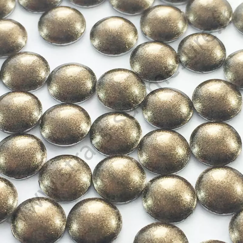 Strass thermocollant en métal rond bombé - Métal bronze nacré - 4mm, 5mm - détail