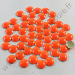 Strass thermocollant en métal rond bombé - Orange fluo - 2mm à 6mm