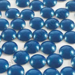 Strass thermocollant en métal rond bombé - Bleu royal nacré - 2mm à 6mm - détail