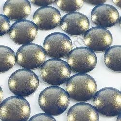 Strass thermocollant en métal rond bombé - Bleu reflet doré nacré - 2mm à 6mm - détail